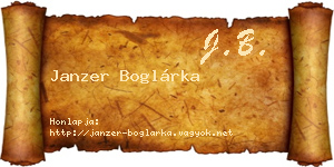 Janzer Boglárka névjegykártya